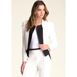 Bebe Blair Puff Sleeve Contrast Blazer Jacket